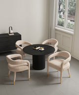 5-Piece Hathaway 47.24 Round Dining Set in Black with 4 Aspen Dining Chairs in Gold Dust by Manhattan Comfort at Eve Furniture