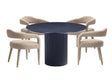 5-Piece Hathaway 47.24 Round Dining Set in Black with 4 Aspen Dining Chairs in Gold Dust by Manhattan Comfort at Eve Furniture