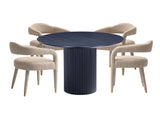 5-Piece Hathaway 47.24 Round Dining Set in Black with 4 Aspen Dining Chairs in Gold Dust by Manhattan Comfort at Eve Furniture