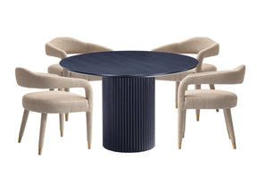 5-Piece Hathaway 47.24 Round Dining Set in Black with 4 Aspen Dining Chairs in Gold Dust by Manhattan Comfort at Eve Furniture