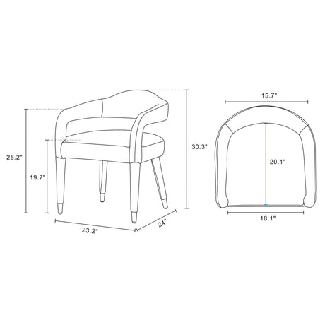 5-Piece Hathaway 47.24 Round Dining Set in Black with 4 Aspen Dining Chairs in Silver Lining by Manhattan Comfort at Eve Furniture