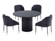 5-Piece Hathaway 47.24 Round Dining Set in Black with 4 Flor Dining Chairs in Black by Manhattan Comfort at Eve Furniture