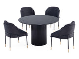 5-Piece Hathaway 47.24 Round Dining Set in Black with 4 Flor Dining Chairs in Black by Manhattan Comfort at Eve Furniture