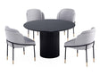 5-Piece Hathaway 47.24 Round Dining Set in Black with 4 Flor Dining Chairs in Grey by Manhattan Comfort at Eve Furniture