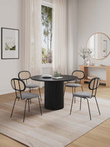 5-Piece Hathaway 47.24 Round Dining Set in Black with 4 Jardin Dining Chairs by Manhattan Comfort at Eve Furniture