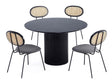 5-Piece Hathaway 47.24 Round Dining Set in Black with 4 Jardin Dining Chairs by Manhattan Comfort at Eve Furniture