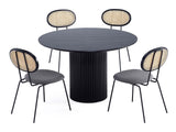 5-Piece Hathaway 47.24 Round Dining Set in Black with 4 Jardin Dining Chairs by Manhattan Comfort at Eve Furniture
