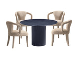 5-Piece Hathaway 47.24 Round Dining Set in Black with 4 Palmer Dining Armchairs in Gold Dust by Manhattan Comfort at Eve Furniture