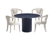 5-Piece Hathaway 47.24 Round Dining Set in Black with 4 Palmer Dining Armchairs in Ivory by Manhattan Comfort at Eve Furniture