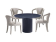 5-Piece Hathaway 47.24 Round Dining Set in Black with 4 Palmer Dining Armchairs in Silver Lining by Manhattan Comfort at Eve Furniture