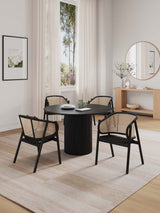 5-Piece Hathaway 47.24 Round Dining Set in Black with 4 Versailles Dining Chairs by Manhattan Comfort at Eve Furniture