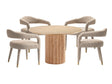 5-Piece Hathaway 47.24 Round Dining Set in Natural with 4 Aspen Dining Chairs in Gold Dust by Manhattan Comfort at Eve Furniture