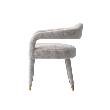 5-Piece Hathaway 47.24 Round Dining Set in Natural with 4 Aspen Dining Chairs in Silver Lining by Manhattan Comfort at Eve Furniture
