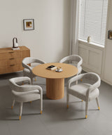 5-Piece Hathaway 47.24 Round Dining Set in Natural with 4 Aspen Dining Chairs in Silver Lining by Manhattan Comfort at Eve Furniture