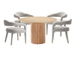 5-Piece Hathaway 47.24 Round Dining Set in Natural with 4 Aspen Dining Chairs in Silver Lining by Manhattan Comfort at Eve Furniture