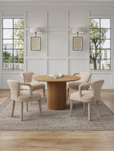 5-Piece Hathaway 47.24 Round Dining Set in Natural with 4 Palmer Dining Armchairs in Gold Dust by Manhattan Comfort at Eve Furniture