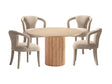 5-Piece Hathaway 47.24 Round Dining Set in Natural with 4 Palmer Dining Armchairs in Gold Dust by Manhattan Comfort at Eve Furniture