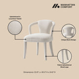 5-Piece Hathaway 47.24 Round Dining Set in Natural with 4 Palmer Dining Armchairs in Ivory by Manhattan Comfort at Eve Furniture