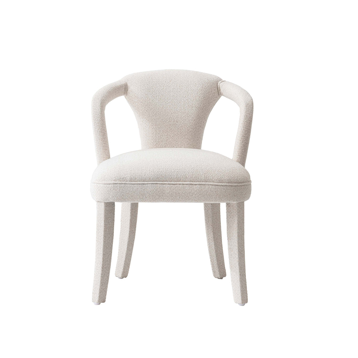5-Piece Hathaway 47.24 Round Dining Set in Natural with 4 Palmer Dining Armchairs in Ivory by Manhattan Comfort at Eve Furniture