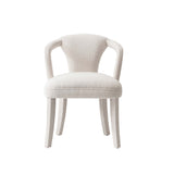 5-Piece Hathaway 47.24 Round Dining Set in Natural with 4 Palmer Dining Armchairs in Ivory by Manhattan Comfort at Eve Furniture