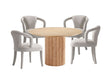 5-Piece Hathaway 47.24 Round Dining Set in Natural with 4 Palmer Dining Armchairs in Silver Lining by Manhattan Comfort at Eve Furniture