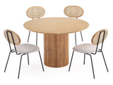 5-Piece Hathaway 47.24 Round Dining Set in Nature with 4 Jardin Dining Chairs by Manhattan Comfort at Eve Furniture