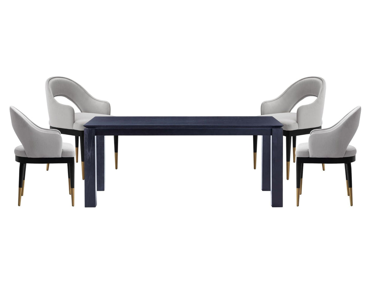 5-Piece Rockaway 70.86 Dining Set with 4 Carrington Chairs in Black and Light Grey by Manhattan Comfort at Eve Furniture