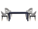 5-Piece Rockaway 70.86 Dining Set with 4 Carrington Chairs in Black and Light Grey by Manhattan Comfort at Eve Furniture