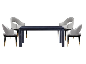5-Piece Rockaway 70.86 Dining Set with 4 Carrington Chairs in Black and Light Grey by Manhattan Comfort at Eve Furniture