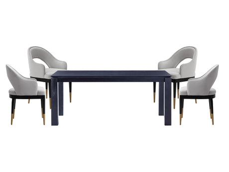 5-Piece Rockaway 70.86 Dining Set with 4 Carrington Chairs in Black and Light Grey by Manhattan Comfort at Eve Furniture