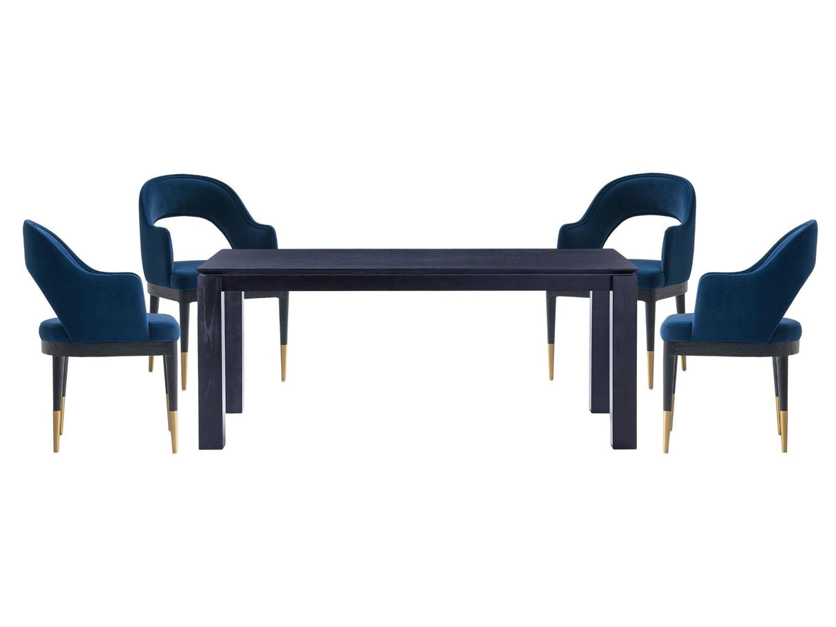 5-Piece Rockaway 70.86 Dining Set with 4 Carrington Chairs in Black and Midnight Blue by Manhattan Comfort at Eve Furniture