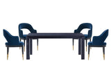 5-Piece Rockaway 70.86 Dining Set with 4 Carrington Chairs in Black and Midnight Blue by Manhattan Comfort at Eve Furniture