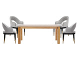 5-Piece Rockaway 70.86 Dining Set with 4 Carrington Chairs in Natural and Light Grey by Manhattan Comfort at Eve Furniture