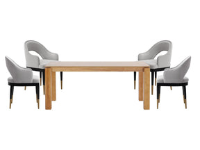 5-Piece Rockaway 70.86 Dining Set with 4 Carrington Chairs in Natural and Light Grey by Manhattan Comfort at Eve Furniture