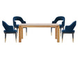 5-Piece Rockaway 70.86 Dining Set with 4 Carrington Chairs in Natural and Midnight Blue by Manhattan Comfort at Eve Furniture