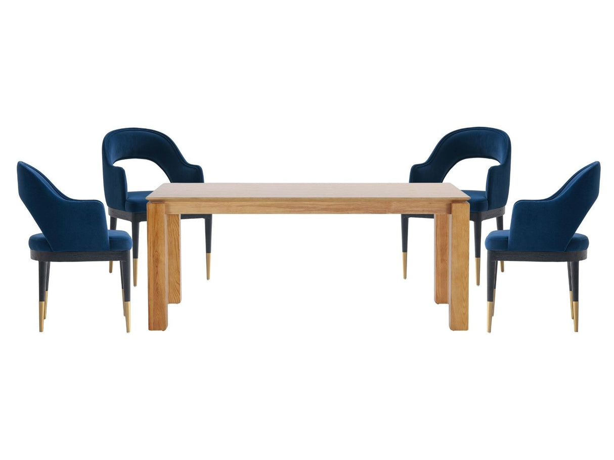 5-Piece Rockaway 70.86 Dining Set with 4 Carrington Chairs in Natural and Midnight Blue by Manhattan Comfort at Eve Furniture
