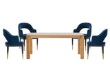 5-Piece Rockaway 70.86 Dining Set with 4 Carrington Chairs in Natural and Midnight Blue by Manhattan Comfort at Eve Furniture