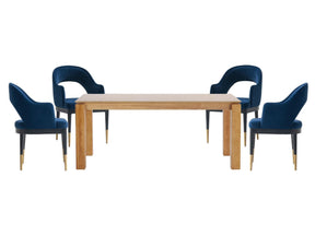5-Piece Rockaway 70.86 Dining Set with 4 Carrington Chairs in Natural and Midnight Blue by Manhattan Comfort at Eve Furniture