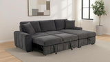 Pastrana Charcoal Grey Upholstered Sleeper Sectional Sofa RAF Chaise by Coaster at Eve Furniture