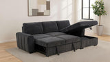 Pastrana Charcoal Grey Upholstered Sleeper Sectional Sofa RAF Chaise by Coaster at Eve Furniture