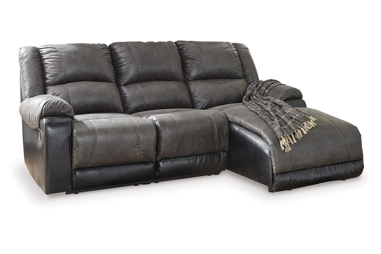 Nantahala Slate 3-Piece Reclining Sectional with Chaise