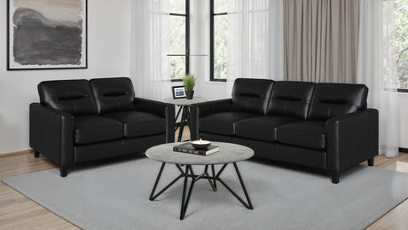 Scotland 2-piece Faux Leather Upholstered Sofa Set Black by Coaster at Eve Furniture