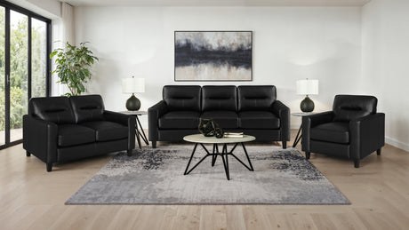 Scotland 3-piece Faux Leather Upholstered Sofa Set Black by Coaster at Eve Furniture