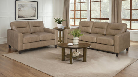 Scotland 2-piece Faux Leather Upholstered Sofa Set Brown by Coaster at Eve Furniture