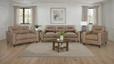 Scotland 3-piece Faux Leather Upholstered Sofa Set Brown by Coaster at Eve Furniture