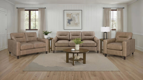 Scotland 3-piece Faux Leather Upholstered Sofa Set Brown by Coaster at Eve Furniture
