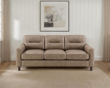 Scotland Brown Faux Leather Upholstered Track Arm Sofa by Coaster at Eve Furniture