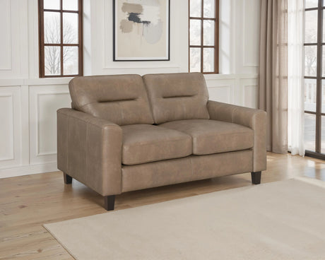 Scotland Brown Faux Leather Upholstered Track Arm Loveseat by Coaster at Eve Furniture