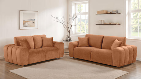 Burnett Burnt Orange 2-piece Chenille Upholstered Sofa Set by Coaster at Eve Furniture