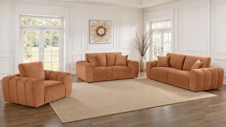 Burnett Burnt Orange 3-piece Chenille Upholstered Sofa Set by Coaster at Eve Furniture